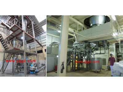 上排風(fēng)多級(jí)噴霧流化造粒干燥機(jī)流程圖